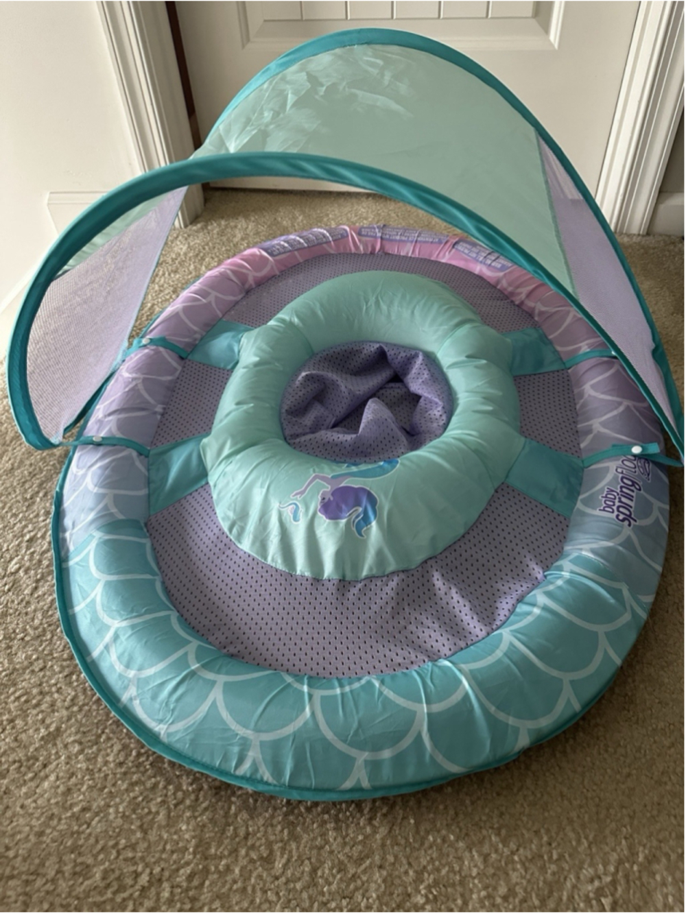 SwimWays Baby Spring Float Sun Canopy Mermaid Pastel 36”x29” Infant Pool Float